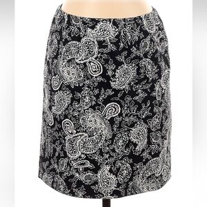 Lauren Ralph Lauren Black White Paisley Print Cotton Pencil Skirt Size 4 Small
